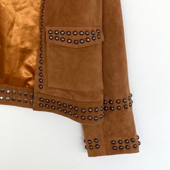 MINISTRY OF STYLE Grain Leather Suede Tan Jett Studded Jacket RRP$689 - Picture 11 of 12